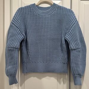 Banana Republic Textured Light Blue Crew Neck Sweater